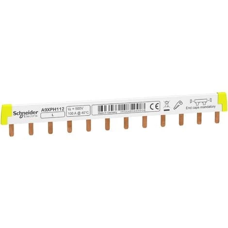 SCHNEIDER Acti9 IC60, Peigne à Dents, 1 Pôle, 100A, 12 Modules De 18mm - A9XPH112 3 SCHNEIDER Acti9 IC60, Peigne à Dents, 1 Pôle, 100A, 12 Modules De 18mm - A9XPH112