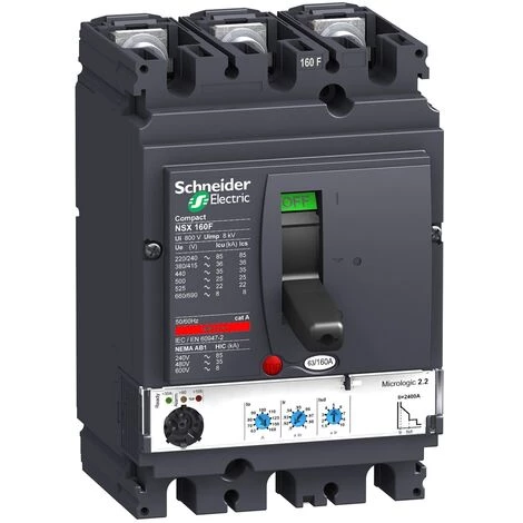 SCHNEIDER NSX160N MICROLOGIC 2.2 160A 3P3D DISJONCTEUR COMPACT - LV430775 3 SCHNEIDER NSX160N MICROLOGIC 2.2 160A 3P3D DISJONCTEUR COMPACT - LV430775