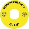 SCHNEIDER Harmony étiquette Circulaire Ø90mm Jaune - Logo EN13850 - EMERGENCY STOP - ZBY8330