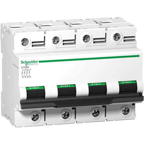 SCHNEIDER Disjoncteur C120H 4P 125 A, Courbe C, 15 KA - A9N18481 3 SCHNEIDER Disjoncteur C120H 4P 125 A, Courbe C, 15 KA - A9N18481