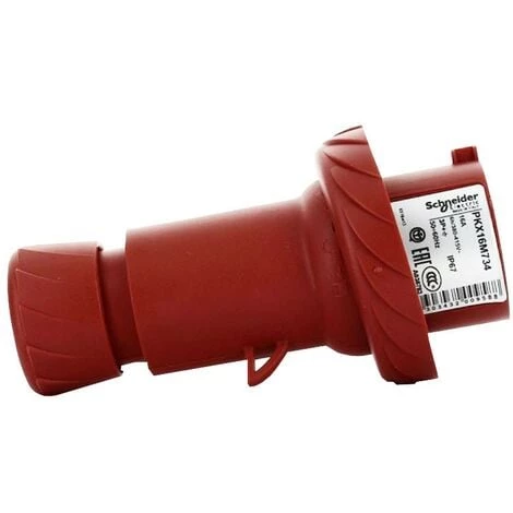 Schneider Fiche Mobile Industrielle 3X16A+T 400V IP67 Rouge PKX16M734 3 Schneider Fiche Mobile Industrielle 3X16A+T 400V IP67 Rouge PKX16M734