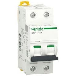 Interrupteur Magnétothermique Schneider 2P 32A 10KA C 2 Modules A9F89232