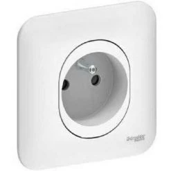 Lot De 5 Prises De Courant 2P+T 16A Avec Plaque Schneider Ovalis Blanc S260059