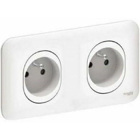 Double Prise De Courant 2P+T 16A Avec Plaque Schneider Ovalis Blanc S260069 Précablée 3 Double Prise De Courant 2P+T 16A Avec Plaque Schneider Ovalis Blanc S260069 Précablée