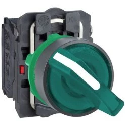SCHNEIDER Harmony Bouton Tournant Lumineux Vert Ø22 à Manette 2 Positions 24V 1O+1F - XB5AK123B5