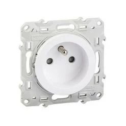 SCHNEIDER Odace Boite De 10 Prises De Courant 2P+T Blanc, à Vis, 2 Connexions Rapides Par Pôle