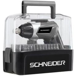 TOURNEVIS VISSEUSE ELECTRIQUE BATTERIE SCHNEIDER + COFFRET 54 Embouts 3 Volts 6 - Chargeur USB S50513