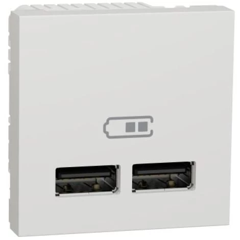 SCHNEIDER Chargeur USB Double 5 Vcc 1A + 2,1 A 2 Modules Blanc Unica 3 SCHNEIDER Chargeur USB Double 5 Vcc 1A + 2,1 A 2 Modules Blanc Unica