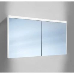 Schneider O- Line Armoire De Toilette LED 015 130/2/LED, 2 Portes, éclairage En Haut, Exécution: Norme UE/corps Blanc - 165.130.02.02