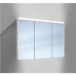 Schneider O-Line Armoire De Toilette LED 015 100/3/LED, 3 Portes, éclairage Haut Et Bas, Exécution: Norme UE/corps Blanc - 165.301.02.02
