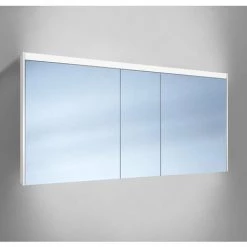 Schneider O-Line Armoire De Toilette LED 012 150/3/LED, 3 Portes, éclairage Haut Et Bas, Exécution: Norme UE/corps Blanc - 164.350.02.02