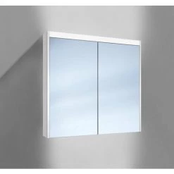 Schneider O- Line Armoire De Toilette LED 012 80/2/LED, 2 Portes, éclairage En Haut, Exécution: Norme UE/corps Blanc - 164.080.02.02