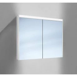 Schneider O-Line Armoire De Toilette LED 015 90/2/LED, 2 Portes, éclairage Haut Et Bas, Exécution: Norme CH/corps Blanc - 165.290.01.02
