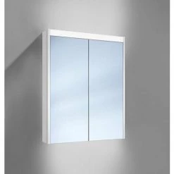 Schneider O- Line Armoire De Toilette LED 012 60/2/LED, 2 Portes, éclairage En Haut, Exécution: Norme CH/corps Blanc - 164.060.01.02