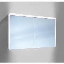 Schneider O-Line Armoire De Toilette LED 012 120/2/LED, 2 Portes, éclairage Haut Et Bas, Exécution: Norme CH/corps Blanc - 164.320.01.02