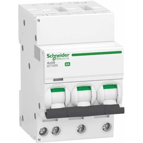 SCHNEIDER Acti9 IDT40N XA - Disjoncteur Modulaire - Auto/vis 3P+N C 32A 6000A/10kA 3 SCHNEIDER Acti9 IDT40N XA - Disjoncteur Modulaire - Auto/vis 3P+N C 32A 6000A/10kA