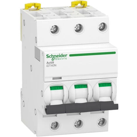 SCHNEIDER Acti9 IDT40N - Disjoncteur Modulaire - 3P C 6A 6000A/10kA (A9P24306) 3 SCHNEIDER Acti9 IDT40N - Disjoncteur Modulaire - 3P C 6A 6000A/10kA (A9P24306)