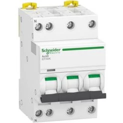 SCHNEIDER Acti9 IDT40K - Disjoncteur Modulaire - 3P+N - 10A - Courbe C - 4500A/4,5kA (A9P71710)