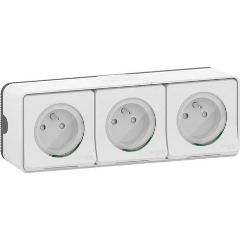 SCHNEIDER Mureva Styl - Triple PC 2P+T Horiz. Précâblée - Saillie - IP55 - IK08 - Blanc (MUR36039) 3 SCHNEIDER Mureva Styl - Triple PC 2P+T Horiz. Précâblée - Saillie - IP55 - IK08 - Blanc (MUR36039)