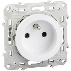 SCHNEIDER Odace, Prise De Courant 2P+T Blanc, à Griffes Connexion à Vis (S525039)