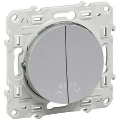 SCHNEIDER Odace, Poussoir Alu, 2 Boutons + Fonction Stop Pour Volets-roulants (S530227)