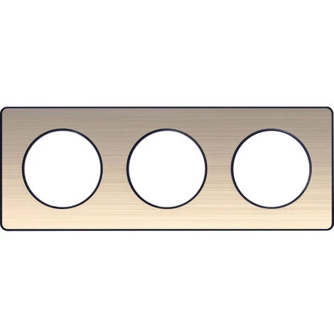 SCHNEIDER Odace Touch, Plaque Bronze Brossé Liseré Anthracite 3 Postes Horiz./vert. 71mm (S540806L) 3 SCHNEIDER Odace Touch, Plaque Bronze Brossé Liseré Anthracite 3 Postes Horiz./vert. 71mm (S540806L)
