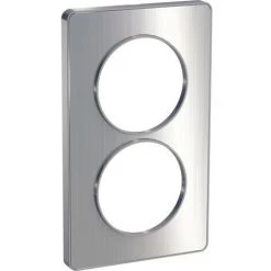 SCHNEIDER Odace Touch, Plaque Aluminium Brossé Liseré Alu 2 Postes Verticaux Entraxe 57mm (S530814J)