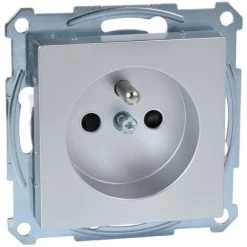 SCHNEIDER Merten M-Plan - Prise 2P+T - NF - Borne Auto - Aluminium (MTN2500-0460)