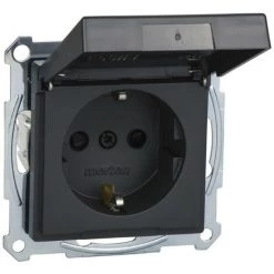 SCHNEIDER Merten M-Plan - Prise 2P+T - Std All.- IP44 - Borne Auto - Anthracite (MTN2314-0414)