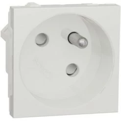 SCHNEIDER Unica - Prise 2P+T - FR - 45° - Raccord Rapide Traversant - Blanc - Méca Seul (NU304918)