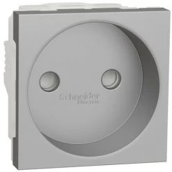 SCHNEIDER Unica - Prise 2P - Bornier à Vis - 2 Mod - Alu - Méca Seul (NU303330)