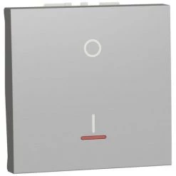 SCHNEIDER Unica - Interrupteur Bipolaire Lumineux (indication) - 2 Mod - Alu - Méca Seul (NU326230S)