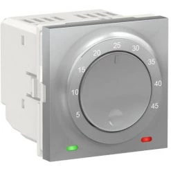 SCHNEIDER Unica - Thermostat Pour Plancher Chauffant - 10A - Alu - Méca Seul (NU350330)