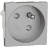 SCHNEIDER Unica - Prise 2P+T - FR - 45° - Raccord Rapide Traversant - Alu - Méca Seul (NU304930)