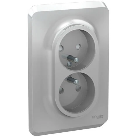 SCHNEIDER Unica - Prise Double 2P+T Pour Boîte 1P - FR - Vis - Alu - Méca + Plaque (NU406930) 3 SCHNEIDER Unica - Prise Double 2P+T Pour Boîte 1P - FR - Vis - Alu - Méca + Plaque (NU406930)