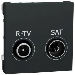 SCHNEIDER Unica - Prise R-TV + SAT - Individuel - 2 Mod - Anthracite - Méca Seul (NU345454)