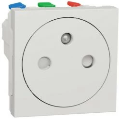 SCHNEIDER Unica - Prise 2P+T - FR - 90° - Affleur - Raccord Rapid - Blanc Anti - Méca Seul (NU305220)