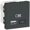 SCHNEIDER Unica - Chargeur USB Double - 5Vcc - 2,4A Type A+C - 2 Modul - Anthr - Méca Seul (NU301854) 2 SCHNEIDER Unica - Chargeur USB Double - 5Vcc - 2,4A Type A+C - 2 Modul - Anthr - Méca Seul (NU301854) -SCHNEIDER Soldes 31840243 1