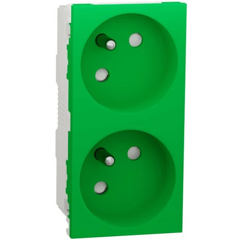 SCHNEIDER Unica - Prise Double 2P+T - FR - 45° - Connexion Rapide - Vert - Méca Seul (NU306906) 3 SCHNEIDER Unica - Prise Double 2P+T - FR - 45° - Connexion Rapide - Vert - Méca Seul (NU306906)