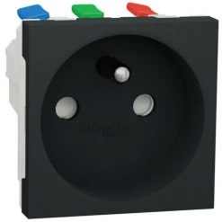 SCHNEIDER Unica - Prise 2P+T - FR - 90° - Raccord Rapide Travers - Anthracite - Méca Seul (NU305954)