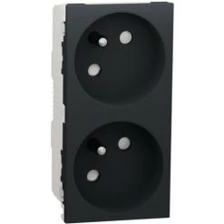 SCHNEIDER Unica - Prise Double 2P+T - FR - 45° - Connexion Rapide - Anthracite - Méca Seul (NU306954)
