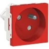 SCHNEIDER Unica - Prise 2P+T - FR - 45° - Raccord Rapide Traversant - Rouge - Méca Seul (NU304903)