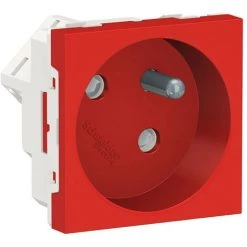 SCHNEIDER Unica - Prise 2P+T - FR - 45° - Raccord Rapide Traversant - Rouge - Méca Seul (NU304903)