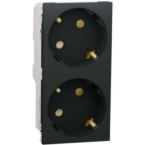 SCHNEIDER Unica - Prise Double 2P+T - DE - 45° - Bornier à Vis - Anthracite - Méca Seul (NU306754A) 3 SCHNEIDER Unica - Prise Double 2P+T - DE - 45° - Bornier à Vis - Anthracite - Méca Seul (NU306754A)