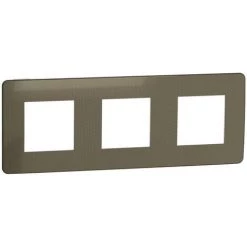 SCHNEIDER Unica Studio Métal - Plaque De Finition - Bronze Liseré Blanc - 3 Postes (NU280650)