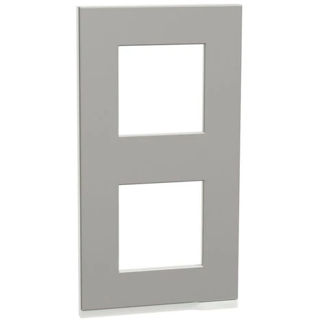 SCHNEIDER Unica Pure - Plaque De Finition - Aluminium Liseré Blanc - 2 Postes Verticaux (NU6004V80) 3 SCHNEIDER Unica Pure - Plaque De Finition - Aluminium Liseré Blanc - 2 Postes Verticaux (NU6004V80)