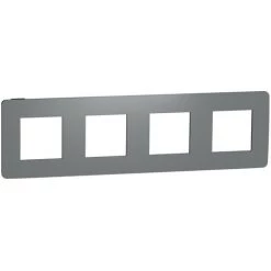 SCHNEIDER Unica Studio Color - Plaque De Finition - Gris Foncé Liseré Anthracite -4 Postes (NU280822)