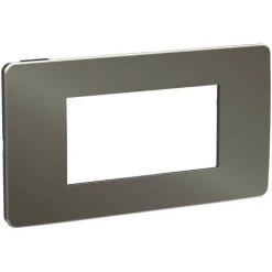 SCHNEIDER Unica Studio Métal - Plaque De Finition - Black Aluminium Liseré Blanc - 4 Modul (NU281453)