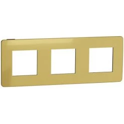 SCHNEIDER Unica Studio Métal - Plaque De Finition - Or Liseré Anthracite - 3 Postes (NU280662)