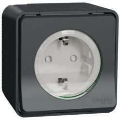 SCHNEIDER Mureva Styl - Prise De Courant 2P+T Schuko - Saillie - IP55 - IK08 - Gris (MUR36034)
